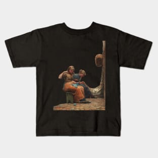 Two Girls Mending the Nets Kids T-Shirt